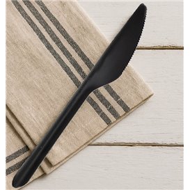 Nůž na Opakované Použitelný z PP Černý 17,8cm (50 Ks)