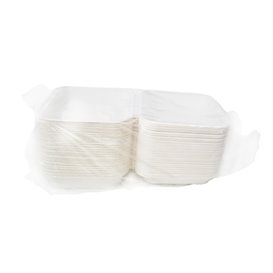 Papírový Menu Box Tacos 3-Dílné Bílý 20x20x7,5cm (50 Ks)
