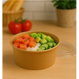 Mísa na Salát Lepenková Kraft-Kraftová s Víkem PET 750ml Ø15cm (250 Ks)
