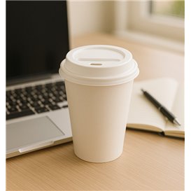 Víčko s Otvorem Bílá Kelímek 7Oz Ø7,2cm (100 Ks)