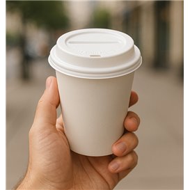 Víčko s Otvorem Bílá Kelímek 7Oz Ø7,2cm (100 Ks)