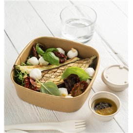 Miska Kwadratu Kartonová Kraft 750ml 17x17x5cm (300 Ks)