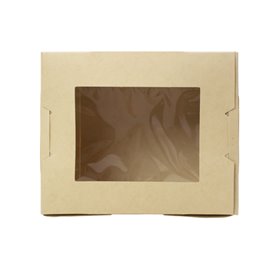 Krabička Bambusového Papíru Kraft s Okénkem 11,5x9x6,5 cm 700ml (50 Ks)