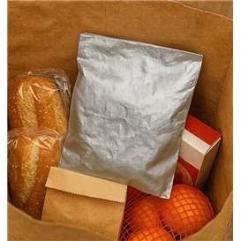 Hliníková Papírové Sáčky odolná proti Mastnotě Stříbrná 22,3+5x20cm (250 Ks)