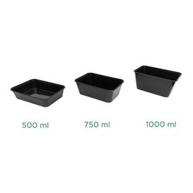 Plastová Miska Obdélníková PP Černá 500ml 17,3x11,9cm (50 Ks)