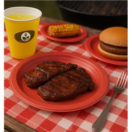 Plastové Talíř PS Opakovaně Použitelné Mělký Červené Ø220mm (25 Ks) Plastové Talíř PS Opakovaně Použitelné Mělký Červené Ø220mm (25 Ks)