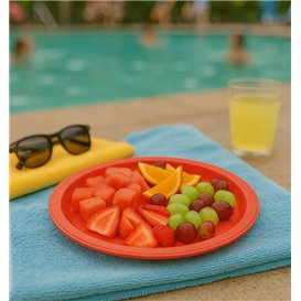 Plastové Talíř PS Opakovaně Použitelné Mělký Červené Ø220mm (25 Ks) Plastové Talíř PS Opakovaně Použitelné Mělký Červené Ø220mm (25 Ks)