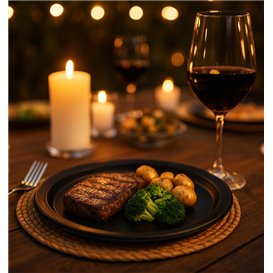 Plastové Talíř PS Opakovaně Použitelné Plochá Černá Ø220mm (300 Ks)