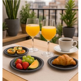 Plastové Talíř PS Opakovaně Použitelné Mělká Černá Ø165mm (450 Ks)