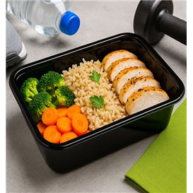 Plastová Miska Obdélníková PP Černá 750ml 17,6x12,4x6cm (50 Ks)