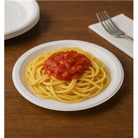 Papírový Talíř Kulatý Nepromastitelný Bílý Ø18cm 220g/m² (50 Ks)