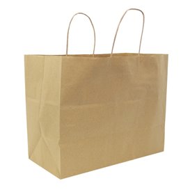 Papírové Tašky Kraft s Plochým Ouškem 80g/m² 32+16x27,5cm (300 Ks)