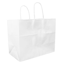 Papírové Tašky Bílá s Plochým Ouškem 80g/m² 32+16x27cm (25 Ks)
