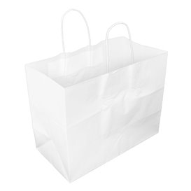 Papírové Tašky Bílá s Plochým Ouškem 80g/m² 32+16x27cm (300 Ks)