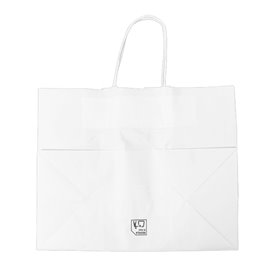 Papírové Tašky Bílá s Plochým Ouškem 80g/m² 32+16x27cm (300 Ks)