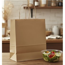 Sáčky Papír Kraft s Krouceným Uchy 80 g/m² 22+10x28cm (25 Ks.)