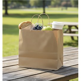 Sáčky Papír Kraft s Krouceným Uchy 80 g/m² 32+16x26cm (25 Ks.)