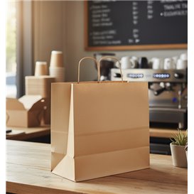Sáčky Papír Kraft s Krouceným Uchy 80 g/m² 26+17x26cm (25 Ks.)