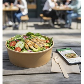 Kartonová Miska Kraft-Kraft s Víčko PET 38Oz/1140ml (25 Ks)