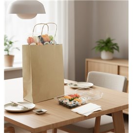 Papírové Tašky Kraft s Ouškems 115g/m² 18+8x24cm (25 Ks)