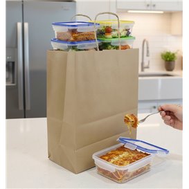 Papírové Tašky Kraft Hnědý s Ouškems 115g/m² 22+10x27cm (25 Ks)