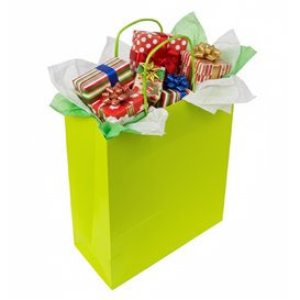 Papírové Tašky Zelený s Ouškems 90g/m² 22+10x27cm (250 Ks)