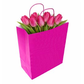 Papírové Tašky Fuchsie s Ouškems 90g/m² 22+10x27cm (25 Ks)