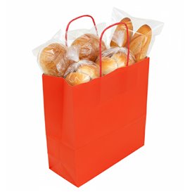 Papírové Tašky Kraft Červená s Ouškems 90g/m² 22+9x23cm (25 Ks)