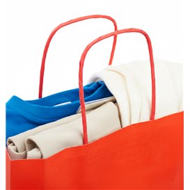 Papírové Tašky Kraft Červená s Ouškems 90g/m² 22+9x23cm (25 Ks)