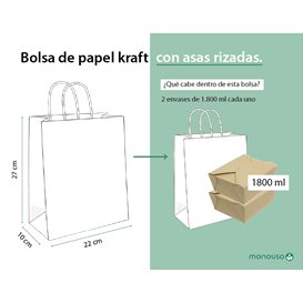 Papírové Tašky Kraft Hnědý s Ouškems 115g/m² 22+10x27cm (25 Ks)