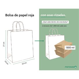 Papírové Tašky Kraft Červená s Ouškems 90g/m² 22+9x23cm (25 Ks)