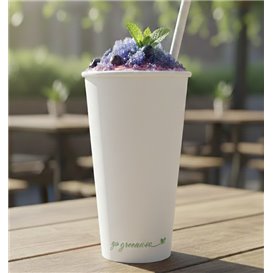 Bílý papírový kelímek "Go Green" 20Oz/600ml Ø9,0cm (50 Ks)