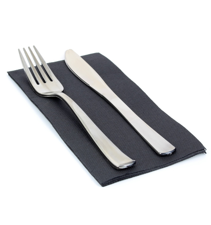Papírové Ubrousky 1/8 40x40cm Černá 2 Vrstvé Papírové Ubrousky 1/8 40x40cm Černá 2 Vrstvé